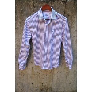 Lacoste Slim Fit Long Sleeve Purple Striped Shirt – Size 38 (Medium)